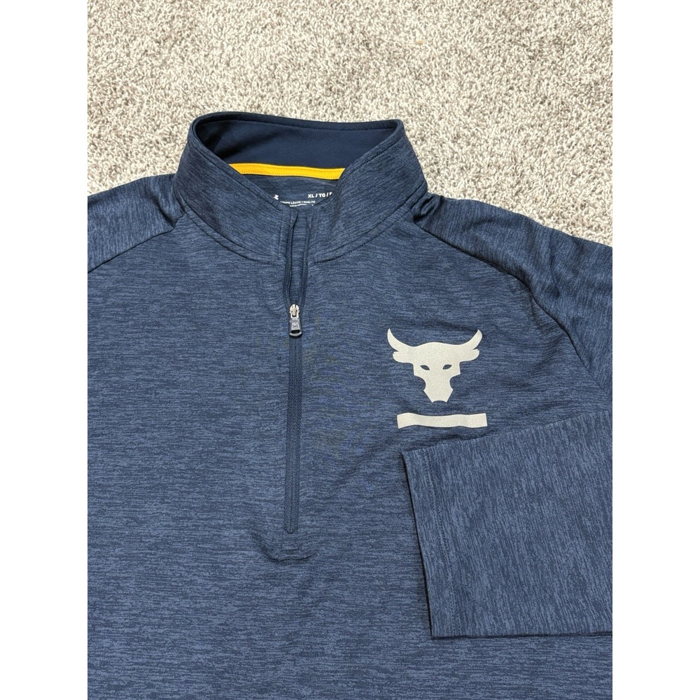 Under Armour Project Rock Mens XL Navy Blue Heather 1/4 Zip Pullover HeatGear